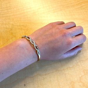 Gold Tone Infinity Forever Loop Swirl Elegant Bangle Bracelet